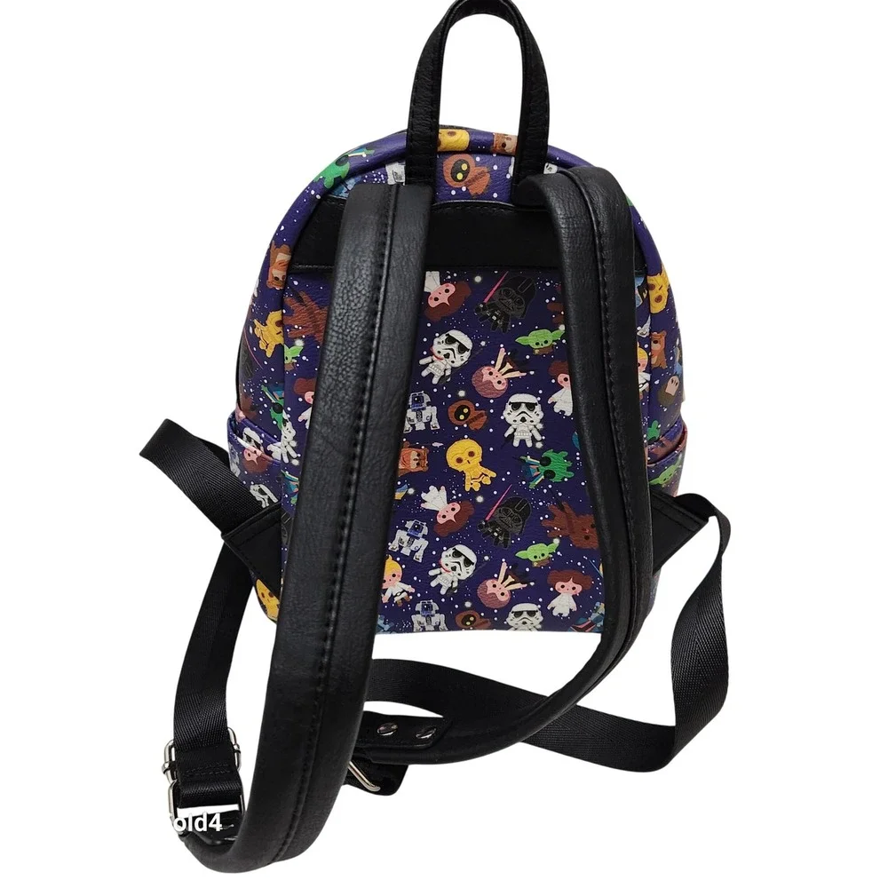 Loungefly Star Wars‎ Chibi Galaxy Purple Mini Backpack Vegan Leather Disney Bag